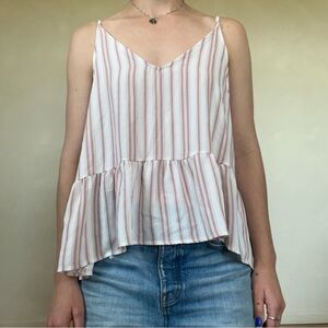 Sage White and Pink Asymmetrical Peplum Camisole